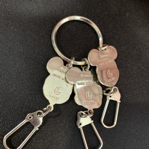 Vintage Disney Metal Key Chain White/Silver  3 Emotion Mickey Head Faces Charms - Picture 5 of 10